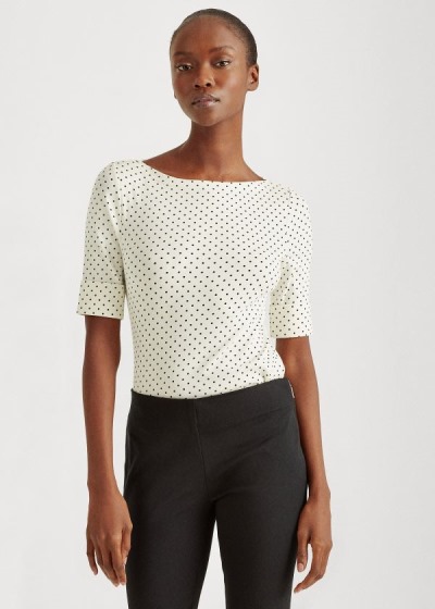 Tops Ralph Lauren Mujer Creme Multicolor - Polka-Dot Cotton-Blend - QDLUH0317